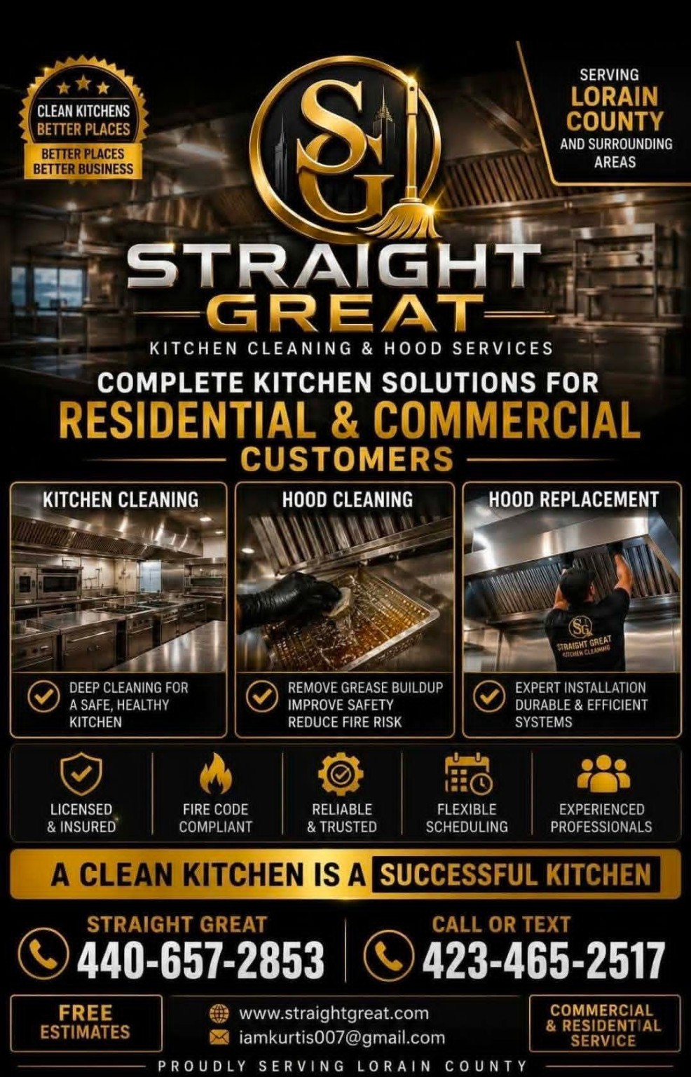 Straight Great kitchen cleaning and commercial hood services
