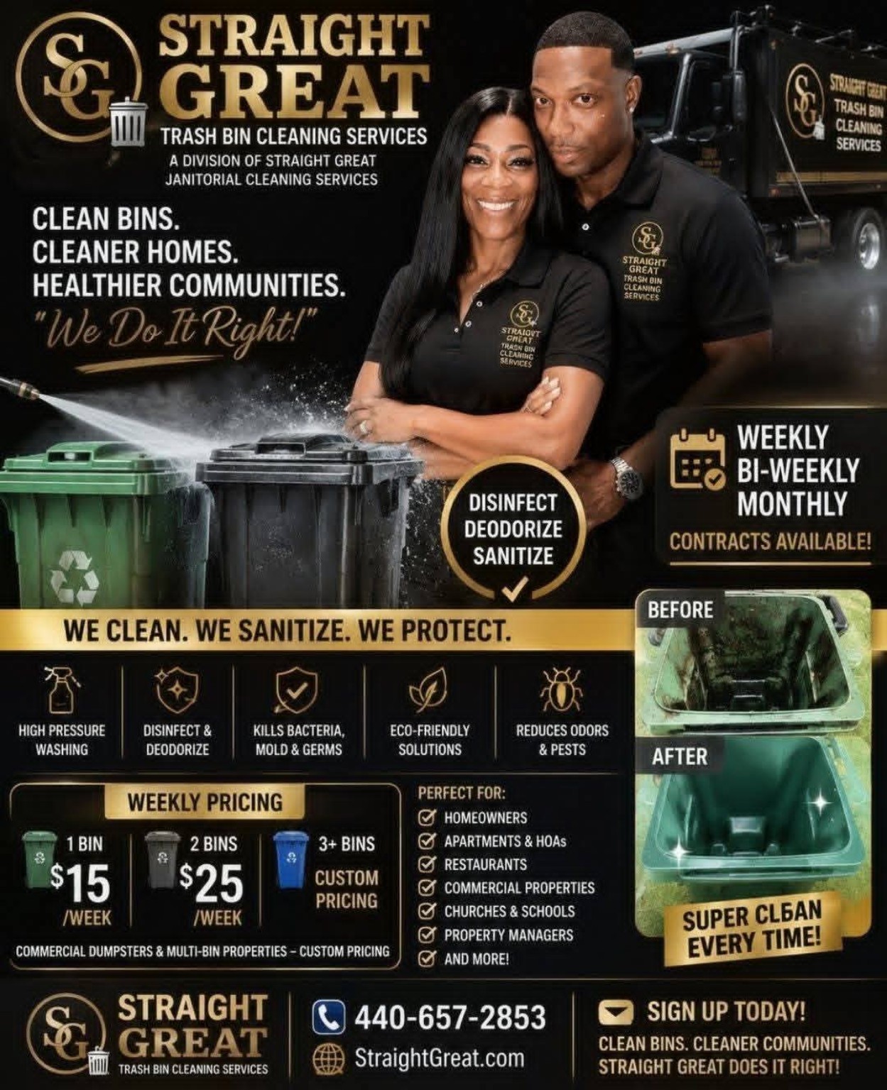 Trash Bin Cleaning by Straight Great